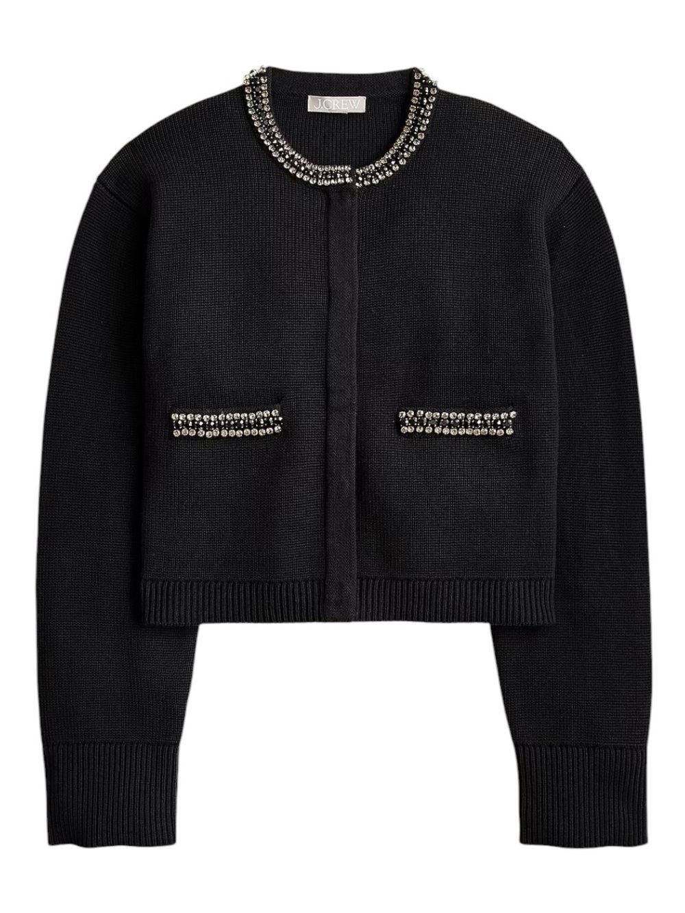 J. Crew New Relaxed Emilie Sweater Lady Jacket with Jewel Trim size Small Black